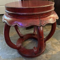 Chinese Red Lacquered Wood Pedestal Stand