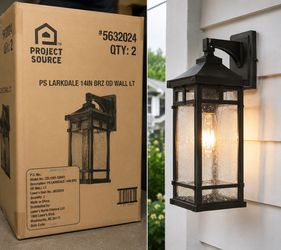 NEW Project Source Larkdale 14” Bronze Outdoor Wall Light – Factory Sealed