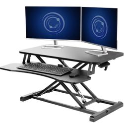 *** New *** Standing Desk Converter, Sit to Stand Desk with Keyboard Tray, Height Adjustable Stand Up Desk Riser for Home Office, Dual Monitor and
