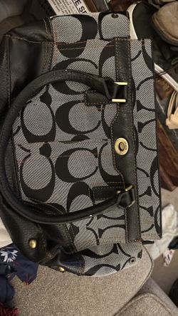 Authentic Coach Signature Canvas Satchel – Black & Gray