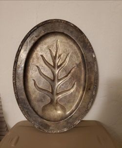 Large Tree of Life metal serving platter (have discoloration and wear)