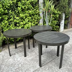 Modern Aluminum Slat Round Side Accent Table Outdoor Patio Furniture