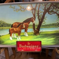 Budweiser Clydesdale Horses Lighted Sign 1950’s You Must Pickup