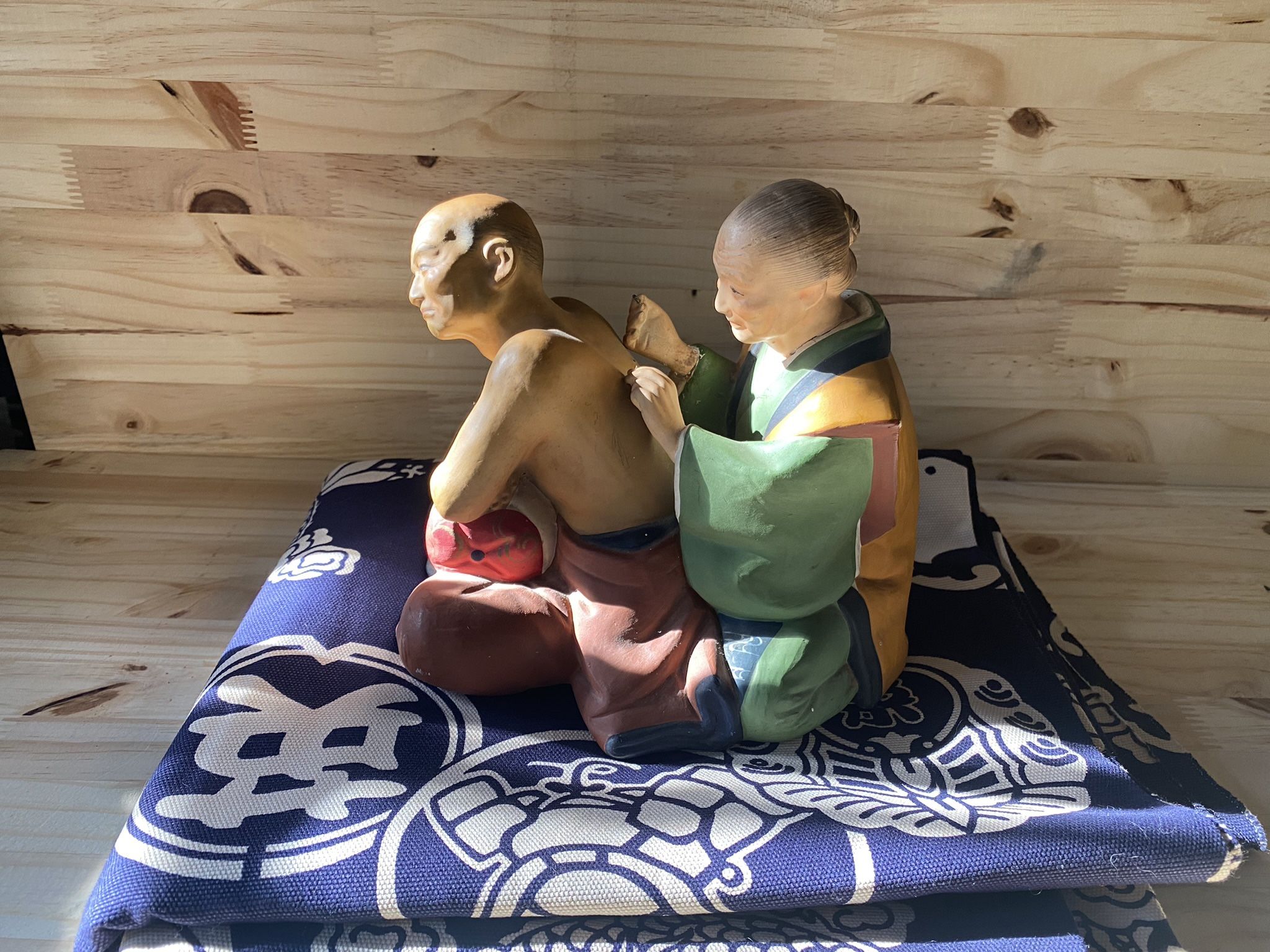 Vintage Rare Japanese Hakata Urasaki Clay Doll Washable Old Man Figurine Japan