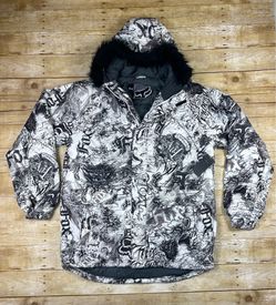 Fox Racing Ski Snowboard Jacket All Over Print Graffiti Mens XL Coat - NWT