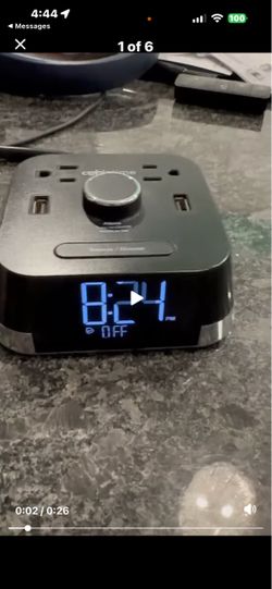 CubieTime BPECT Hotel Alarm Clock/ 2 Outlets + 2 USB Ports, BLACK