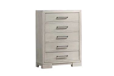 34 x 16 x 47H Antique White 5 Drawers Chest