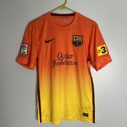 FC Barcelona Jersey Mens Small Yellow Orange Nike 2012 2013 Futbol Spain