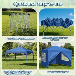 10x10 Blue Pop-Up Canopy Tent with Sidewalls