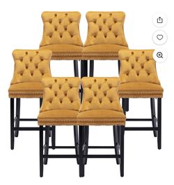 6 Velvet bar height chairs