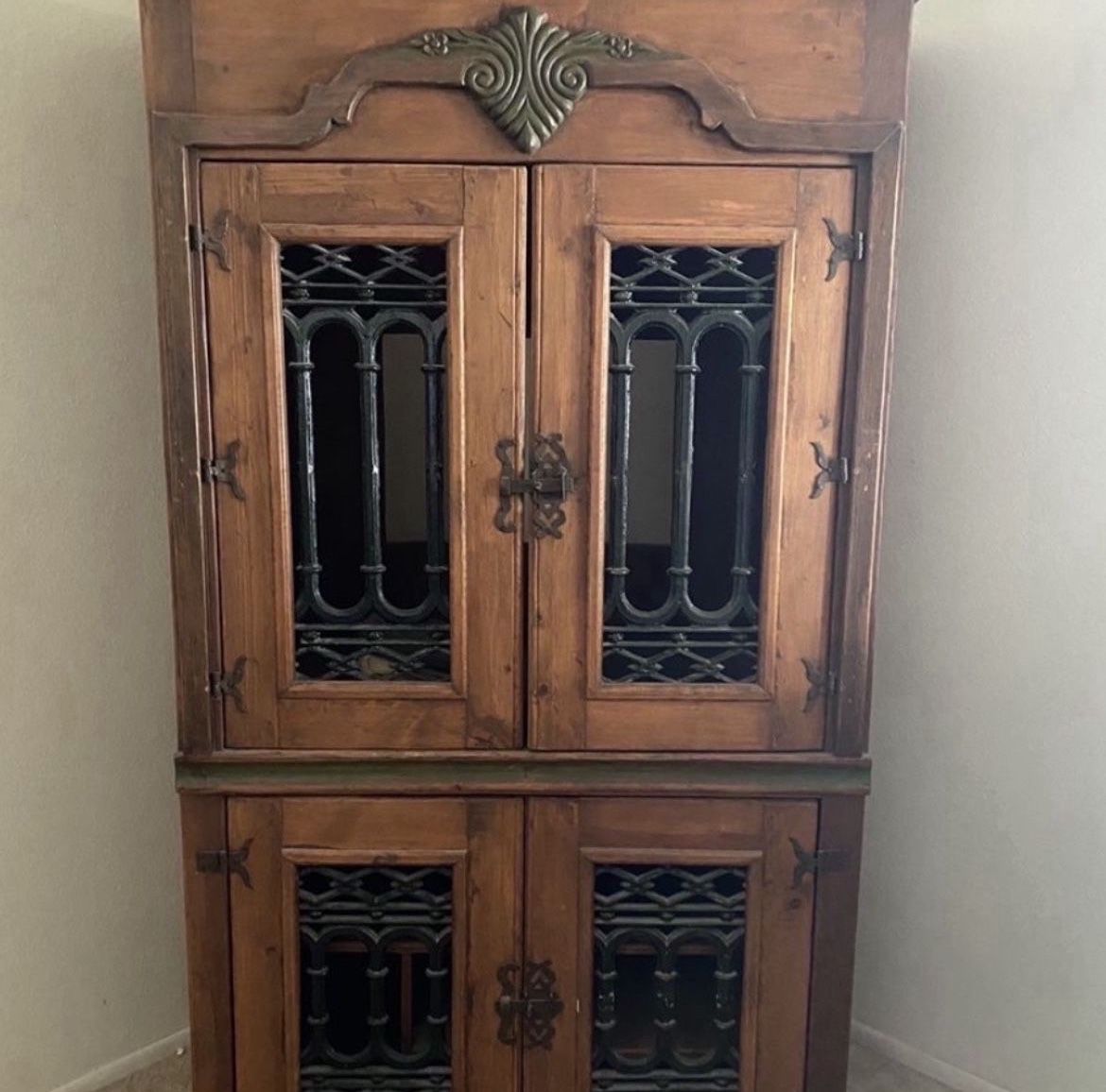 Beautiful Solid Wood / Iron Armoire - Well Made,  - 27 Inches Deep ,  45 Inches wide,  76inches Tall