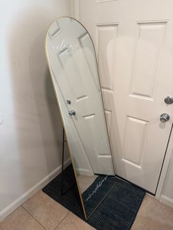 Arch Floor Mirror with Gold Frame