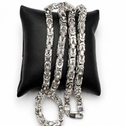 925 Sterling Silver Byzantine Chain Men’s Necklace Size 26”
