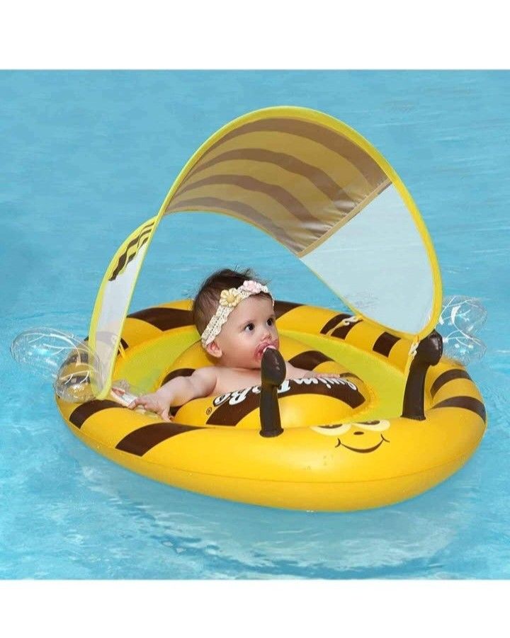 Infant Floats for Pool with Sun Canopy and Adjustable Safety Seat Baby Boat Water Pool Float for Age of 6-24 Months BRANDNEW.

INFANT POOL FLOAT:Featu