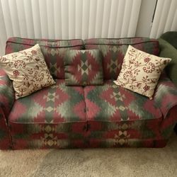 Marge Carson Sofa Love Seat Maroon 38 Inch Depth X 5Ft. Length