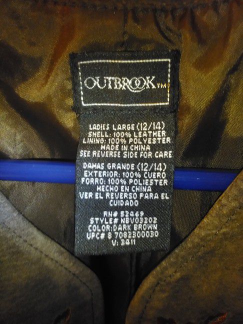 100 Percent Leather Dk. Brown Vest 