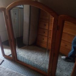 Three-way Oak Mirrors 