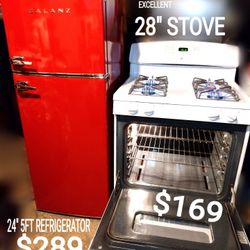 Small 28" Stove & 24" Fridge Refrigerator 