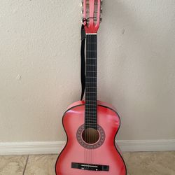 All Wood Acoustic Guitar Pink 38in Beginner