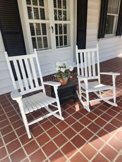 Charming pair wooden rocking chairs
