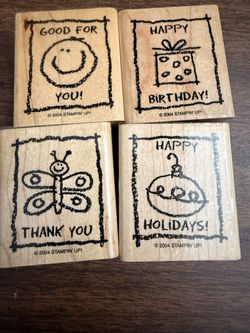 Kid cards Stampin' Up! Wood Rubber Stamp Set of 4
