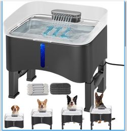 11L Elevated No-Spill Dog Water Fountain, 4 Heights Adjustable, 304 Stainless Steel Tray