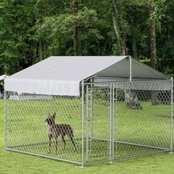 Brand NEW IN BOX LARGE 6.5'x6.5'x5.5'  Covered Dog Kennel Galvanized Chain Link Steel Dog Cage Water Proof Tarp Dog House Jaula De Mascota 