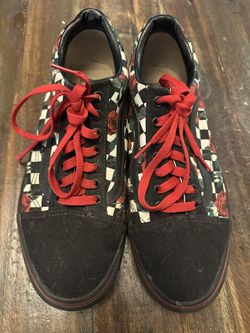 Vans Old Skool Skate Shoes Black White Checkered Rose unisex
