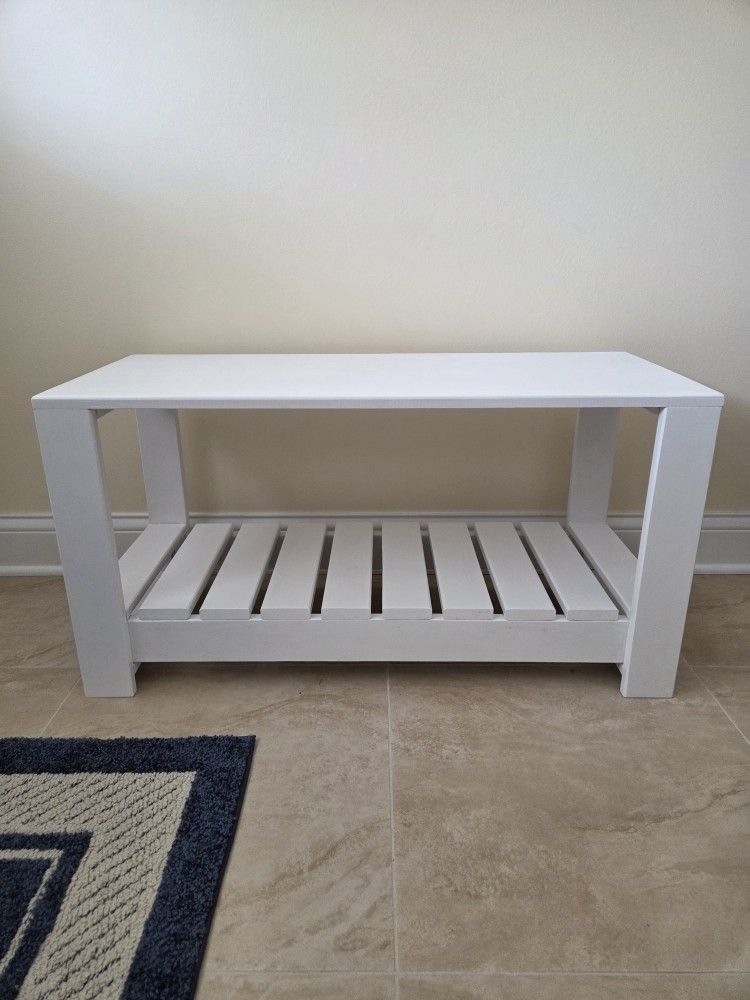Handmade Solid Wood Entryway Bench With Bottom Shelf