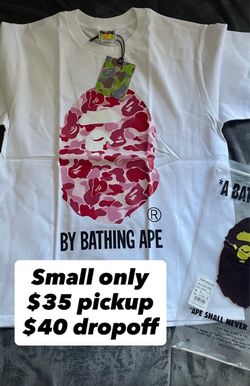 Small only white pink camo bape tee