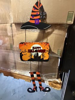 Happy Halloween Witch Hanging Door Sign
