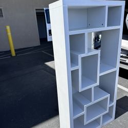 Modern White Geometric Bookshelf / Display Unit 