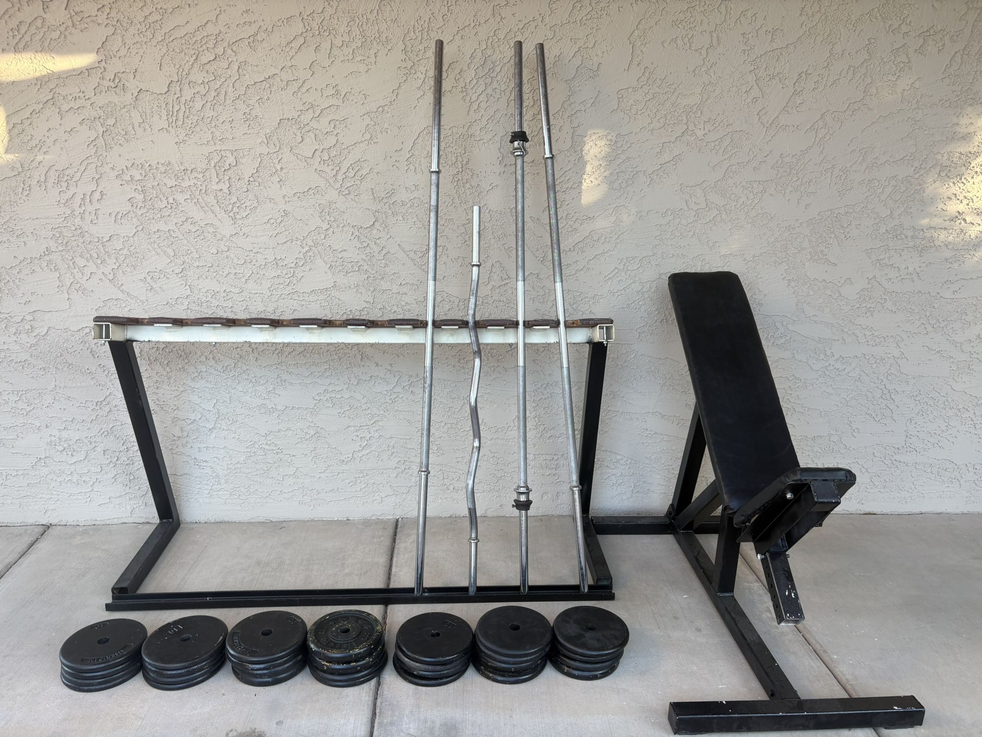 Standard Weight Bench, Rack And Weight