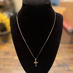 10k Solid Gold Chain and Cross Pendent
