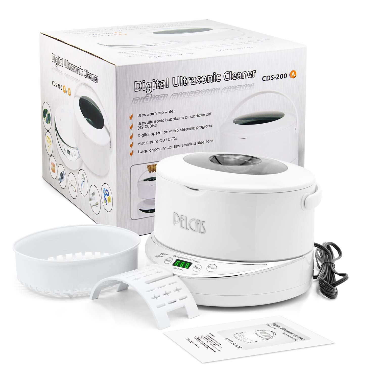 Ultrasonic Cleaner 25 Oz (750ml) Ultrasonic Jewelry Cleaner Machine with Detachable Tank 42000HZ Jewelry Cleaner with 5 Digital Timer Watch for Jewelr