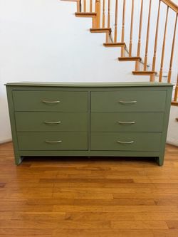 Olive Green 6-Drawer Dresser - FREE DELIVERY