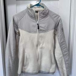 SNOZU Performance Fleece Women's Jacket Small White & Gray Zip Long Sleeve