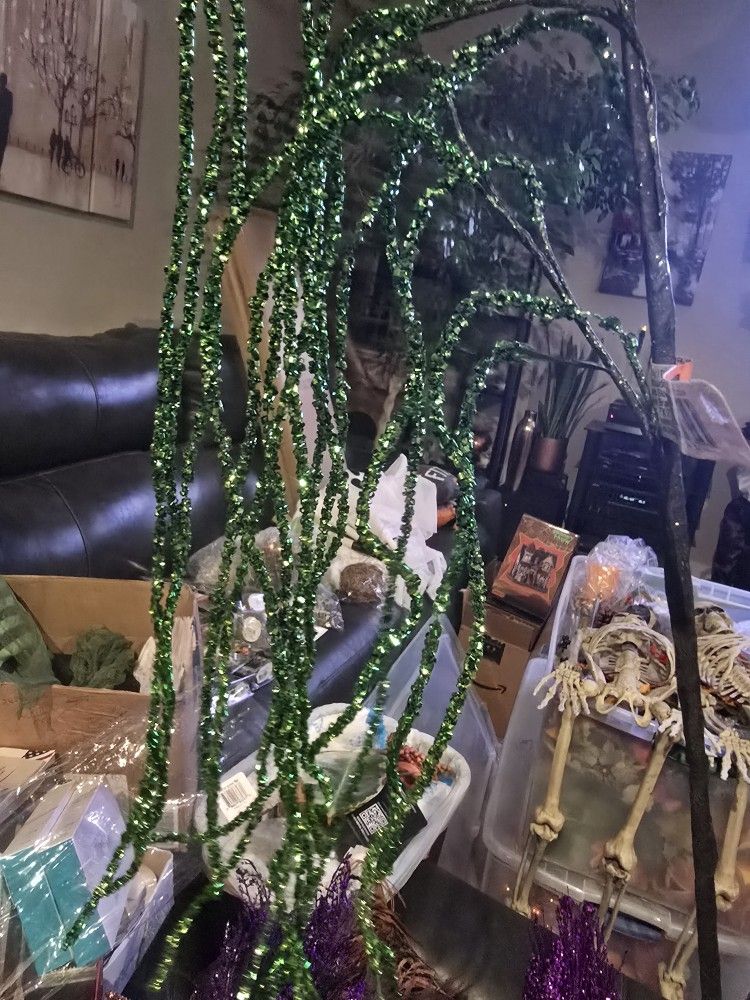 One Sequined Green 30" Stem And 3 Purple Heavily Sequined Stems!! Any 3 For $7 !!