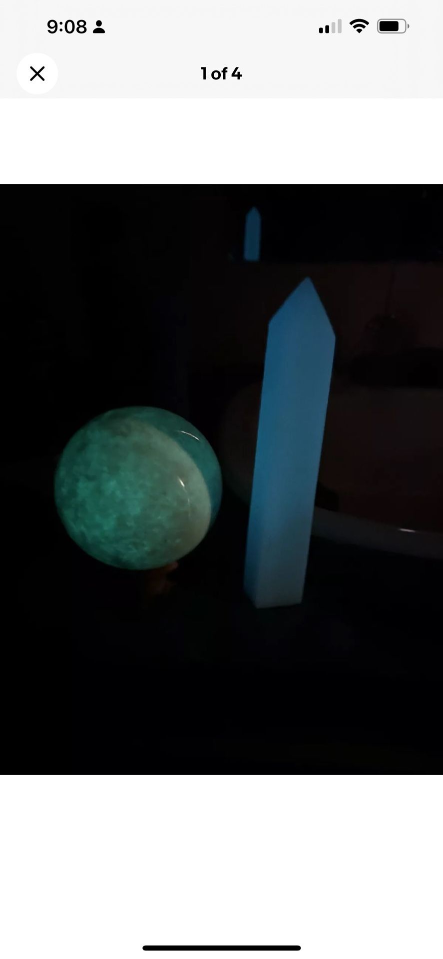Blue Luminous Glow In The Dark Stone Crystal Tower 459G!!