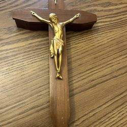Crucifix with inner compartment and candles - religious decor - catholic cross