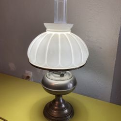 Vintage Glass Electric / Oil Table Hurricane Lamp