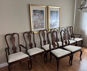 Drexel Heritage Traditional 18th Century Queen Anne Style Dining Chairs (Full Set of 8)