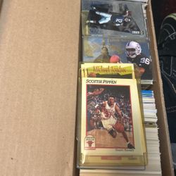 A Box Of Basketball/baseball/football Cards From 80s-late 90s