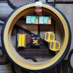 NEW Bicycle Bmx Parts Bundle 24" Yellow