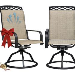 Patio Swivel Dining Chair with High Backrest - 360° Rotating & 15° Rocking, Textilene Fabric Outdoor Chair, Lightweight Waterproof And Breathable Patt