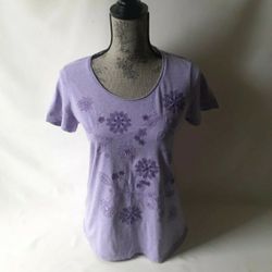Laura Scott women's purple floral embroiderd top size S