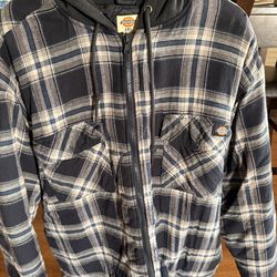 Dickies Two Xl Quilted Flannel Zip Up Hoodie Flat Bottom