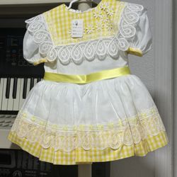 White With Yellow Accents Children’s Dress