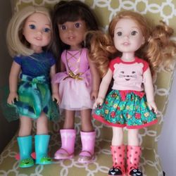 6 American Girl Wellie Wishers Dolls & Accessories