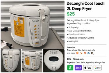 Delonghi 2L Deep Fryer $25